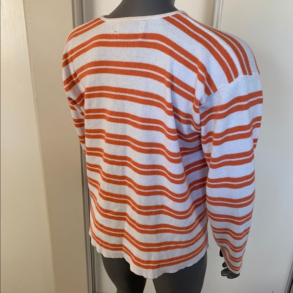 Japon et Chine size large orange/ white striped buttoned down cardigan. - Picture 5 of 7